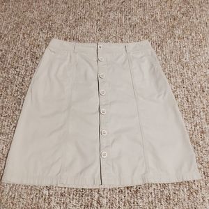 Eddie Bauer A-Line Knee Length Button Up Khaki Skirt Size 12